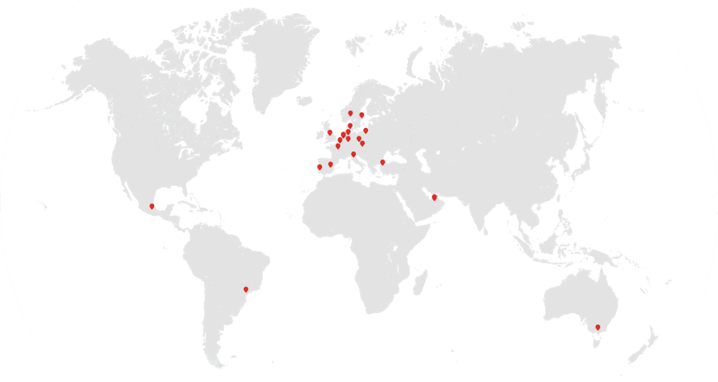 World map showing Autorola presence in 24 countries across 5 continents